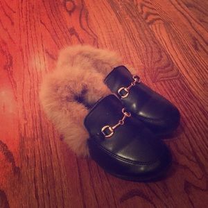 Girls fur loafers
